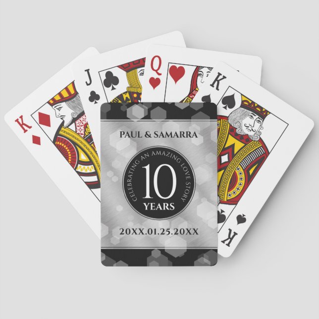 Baraja De Cartas Elegante 10° Aniversario del Boda Tin (Reverso)