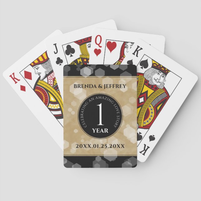 Baraja De Cartas Elegante 1er aniversario de Boda de papel (Reverso)