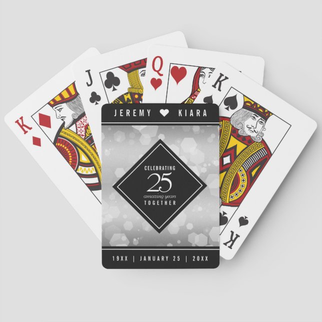 Baraja De Cartas Elegante 25° aniversario Boda de Plata (Reverso)