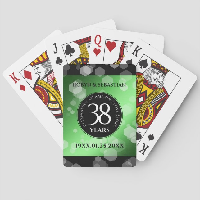 Baraja De Cartas Elegante 38° aniversario de Boda Esmeralda (Reverso)