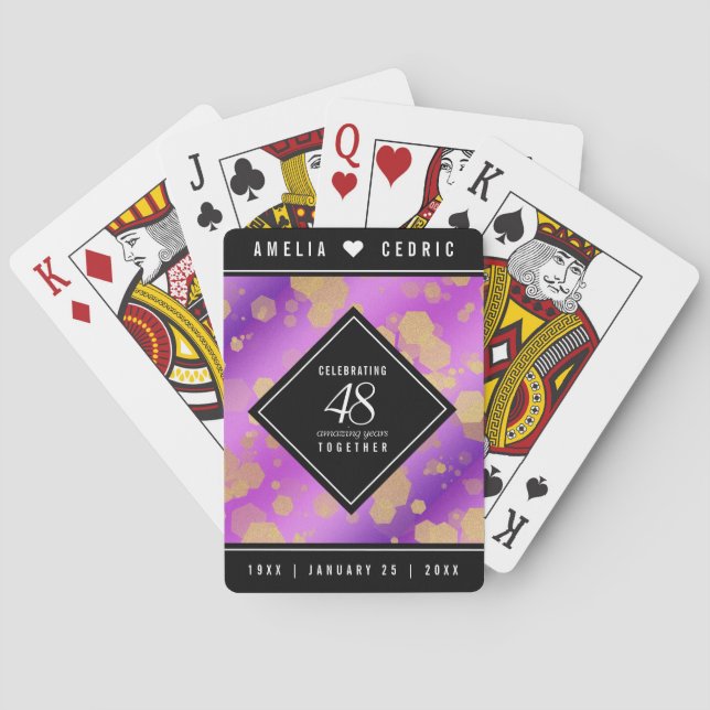 Baraja De Cartas Elegante 48º Aniversario del Boda Ametista (Reverso)