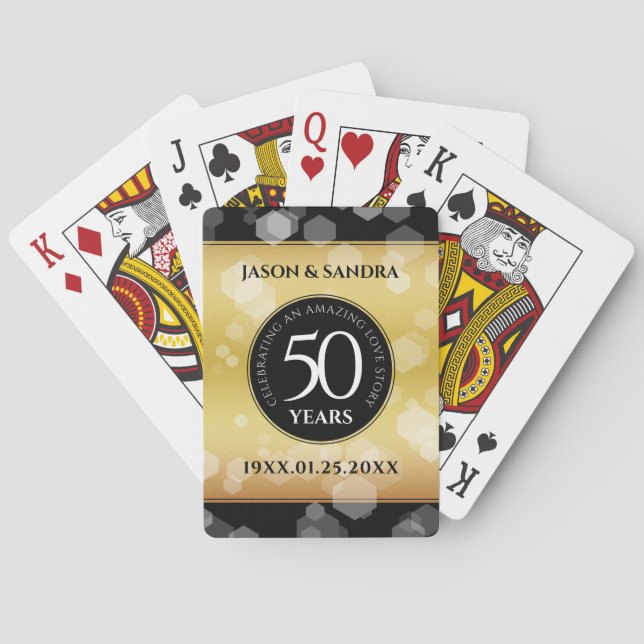 Baraja De Cartas Elegante 50° Aniversario del Boda de Oro (Reverso)