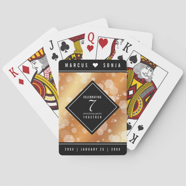 Baraja De Cartas Elegante 7° aniversario de Boda de cobre (Reverso)