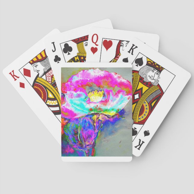 Baraja De Cartas Elegante abstracto Floral rosa Pintura de adormide (Reverso)