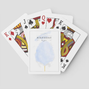 Baraja De Cartas Elegante acuarela Blue Cotton Candday cumpleaños