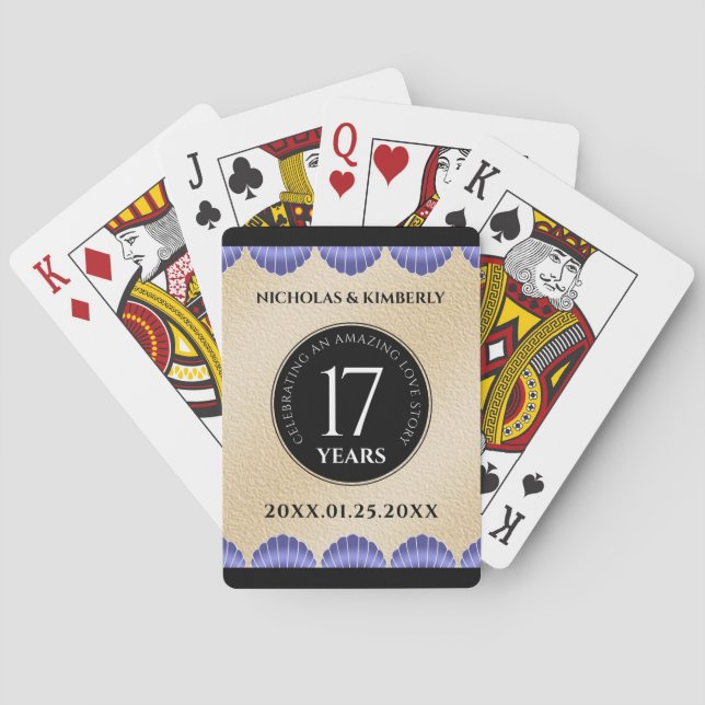 Baraja De Cartas Elegante aniversario Boda de 17 conchas (Reverso)