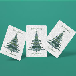 Baraja De Cartas Elegante árbol de Navidad Blanco verde personaliza