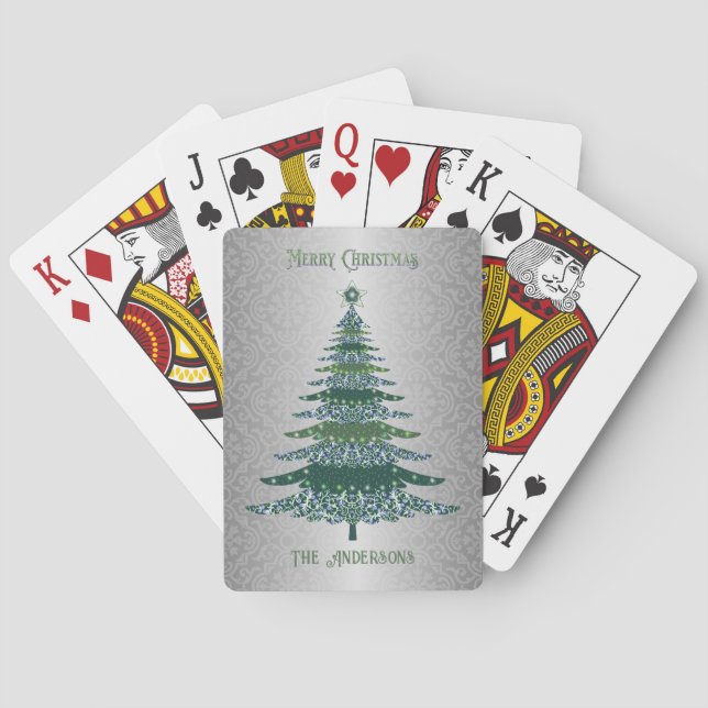 Baraja De Cartas Elegante árbol de Navidad Ornamentos de nombre ver (Reverso)