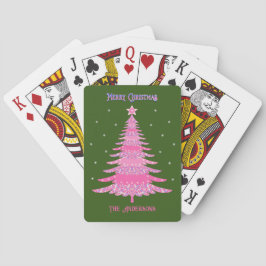 Baraja De Cartas Elegante Árbol de Navidad Rosa Nombre personalizad