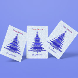 Baraja De Cartas Elegante árbol navideño azul personalizado