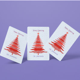Baraja De Cartas Elegante árbol navideño azul rojo personalizado