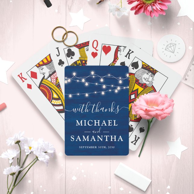 Baraja De Cartas Elegante Blue Wood Rustic Wedding Favor Gracias (Makes a perfect wedding party favor to thank your guests for attending your special day. )