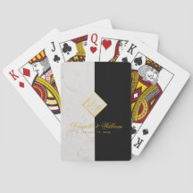 Elegante Boda de oro de Mármol Blanco Negro Monogr