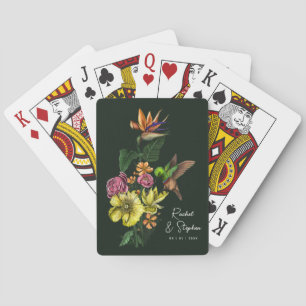 Baraja De Cartas Elegante Boda de verano de Colibrí Tropical Floral