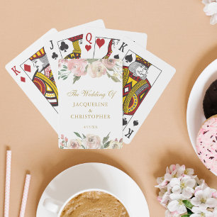 Baraja De Cartas Elegante Boda floral de oro rosado personalizado