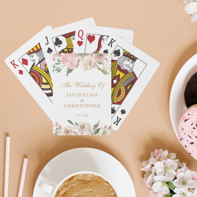 Baraja De Cartas Elegante Boda floral de oro rosado personalizado (Subido por el creador)