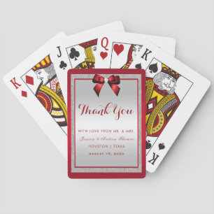 Baraja De Cartas Elegante Boda Purpurina rojo y plateado