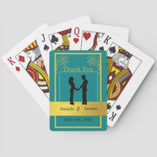 Baraja De Cartas Elegante Boda temática Verde azulada Foto Gracias 