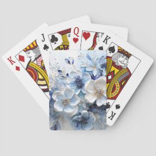 Baraja De Cartas Elegante Botánico Floral Azul Blanco Moderno