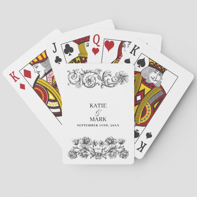 Baraja De Cartas Elegante caligrafía vintage Script Wedding Favor (Reverso)