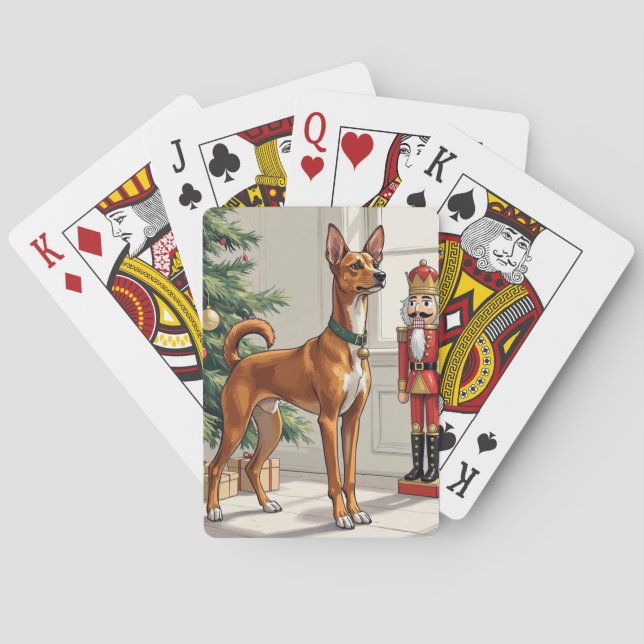 Baraja De Cartas Elegante Cascanueces Perro Basenji Navidad Moderna (Reverso)