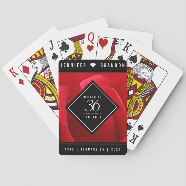 Baraja De Cartas Elegante celebración del 36° Aniversario del Boda  (Reverso)