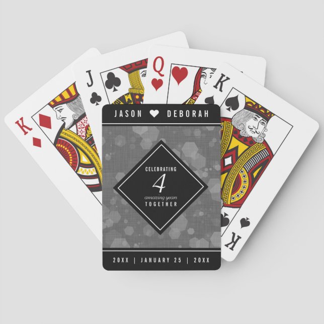Baraja De Cartas Elegante celebración del cuarto aniversario de Bod (Reverso)