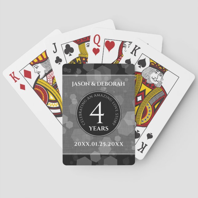 Baraja De Cartas Elegante celebración del cuarto aniversario de Bod (Reverso)