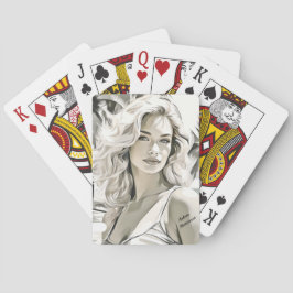 Baraja De Cartas Elegante chica en blanco y negro