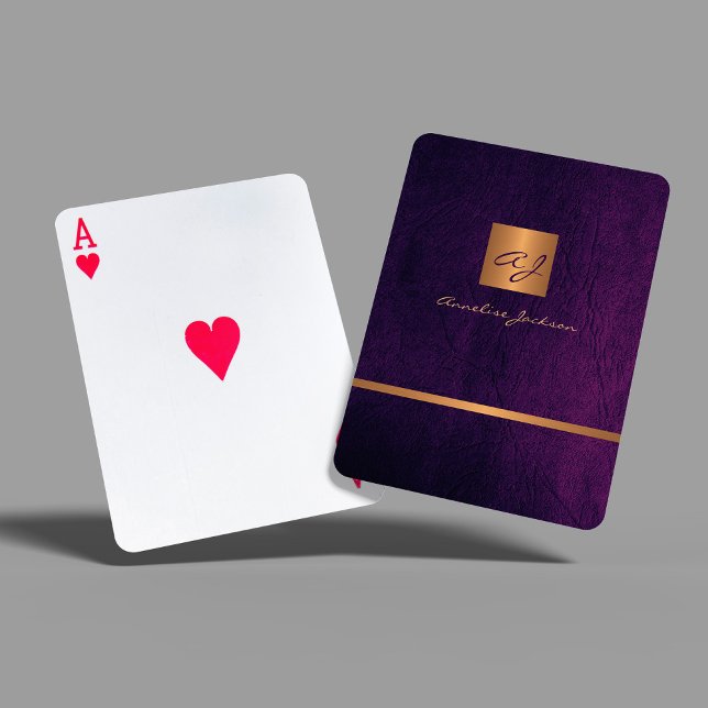Baraja De Cartas Elegante cuero monocromo violeta y dorado (Subido por el creador)
