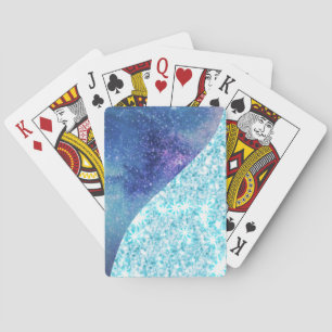 Baraja De Cartas Elegante estrella purpurina de galaxia Blue Modern