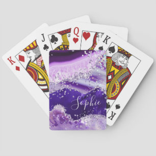 Baraja De Cartas Elegante Falso Glitter Holo Ágata Púrpura