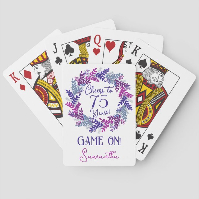 Baraja De Cartas Elegante fiesta de cumpleaños a 75 años (Reverso)