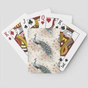 Baraja De Cartas Elegante Floral de Pavo Real Vintage (2)