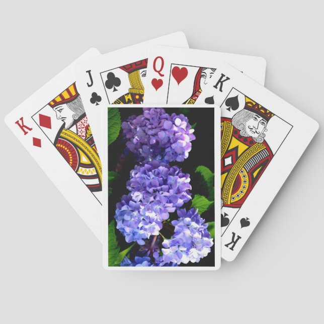 Baraja De Cartas Elegante floral de púrpura profundo periwinkle hid (Reverso)