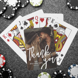 Baraja De Cartas Elegante Foto de Agradecimiento Boda
