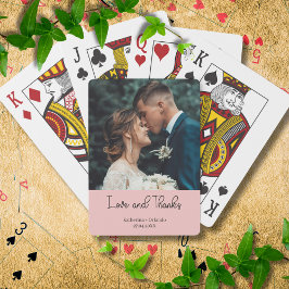 Baraja De Cartas Elegante foto de boda rosa sonrojado de amor y agr