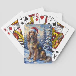 Baraja De Cartas Elegante galgo afgano en paraíso invernal navideño