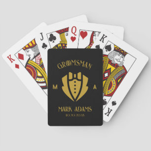 Baraja De Cartas Elegante Groomsmen Regalo Tuxedo Personalizado Mon