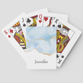 Baraja De Cartas Elegante Guay Blue Agate con cinta Purpurina Gold