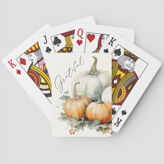 Baraja De Cartas Elegante guión de calabaza rusa agradecida (Reverso)