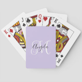 Baraja De Cartas Elegante guión Monograma Lavanda pálida