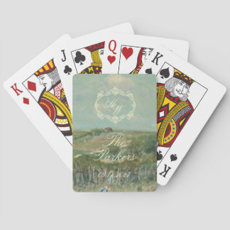 Baraja De Cartas Elegante guión pintura vintage verde salvia boda