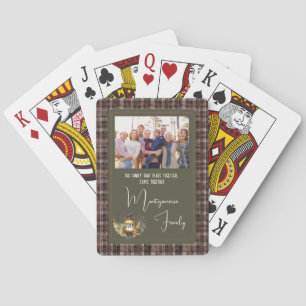Baraja De Cartas Elegante guión Plaid rústico Nombre de la familia