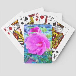 Baraja De Cartas Elegante Hibiscus rosa con oliage azul ondulado