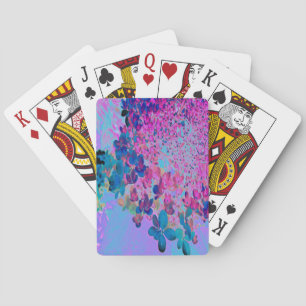 Baraja De Cartas Elegante Hortensia Limelight Azul Oscuro y Magenta