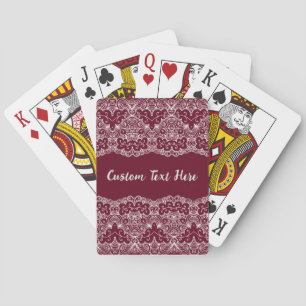 Baraja De Cartas Elegante Lace Vintage Burgundy Cream Personalizado