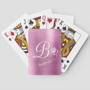 Baraja De Cartas Elegante Lavanda y Personalizado rosa Rosa de nomb