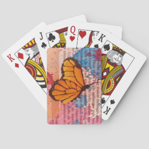 Baraja De Cartas Elegante libro de vintage de color mariposa pintad