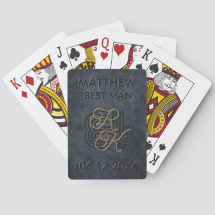 Baraja De Cartas Elegante Moda Carbón de lujo Monograma negro y oro